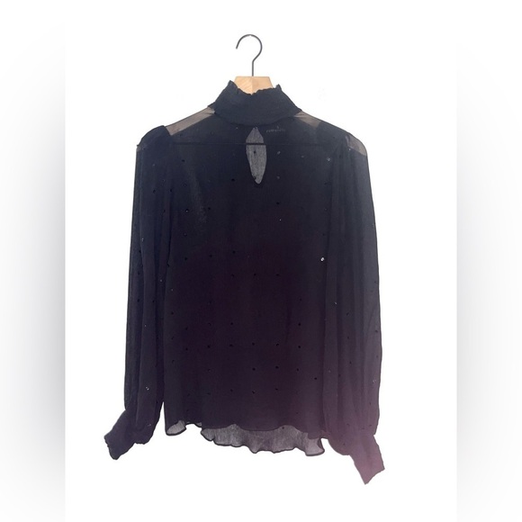 RETROFÊTE Black 100% Silk Mock Neck Blouse in Size XS - Picture 5 of 11